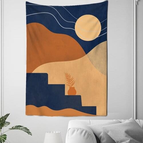 Bohemian Wall Tapestry Abstract Art Nature Indigo Mountain Hippie Boho Wall Hanging Tapestry Wall Fabric Landscape Mandala Tapiz