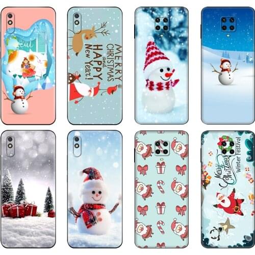 Black tpu Case For Xiaomi Redmi 7A 8 8A 9 9A 9C Case Redmi Note 8T 8 Pro T Note 9 9S 9 Pro Case Cute Christmas