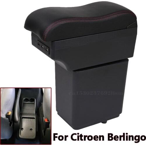 For Citroen Berlingo Armrest Retrofit parts For Peugeot Partner tepee Car Armrest Storage box car accessories Charging USB LED