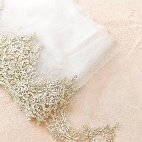 European high-end car bone lace light gold +off white clothing wedding dress handmade diy accessories 24.5cm