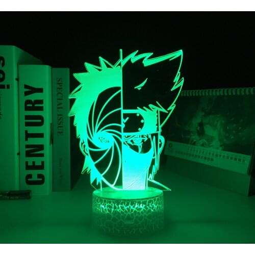 Kakashi Obito Anime Figure 3D White Base LED Lamp Touch Sensor Colorful Nightlight Birthday Gift Bedroom Decor Light Table Lamp