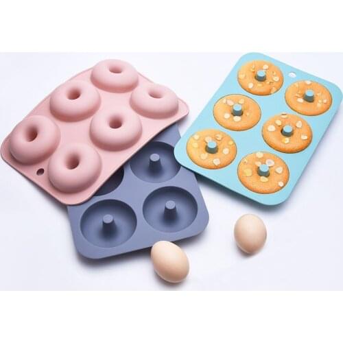 Donut Cake Mold Silicone Baking Mould Pan Tray Non Stick Bakeware 6 Lattice DIY Dessert Chocolate Bagel Muffin Cake Pastry Tool