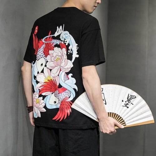 New summer fish pattern men and Harajuku Hip Hop Short Sleeve Tees Casual casual T-shirt Fashion trend youth cool mens t-shir