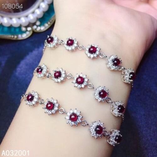 KJJEAXCMY fine jewelry natural garnet 925 sterling silver new women gemstone hand bracelet support test luxury