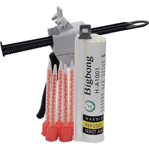 Black AB Glues Strong Adhesive 75ml 10:1 Glue Adhesive and 10:1 Caulking Gun 75ml AB Glue Gun with 5pc 10:1 Static Mixing Nozzle