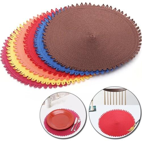 Round Weave Placemat Table Mats Simple Style Dining Napkin Pads Non-Slip Heat Resistant Coaster Cushion Kitchen Party Decoration