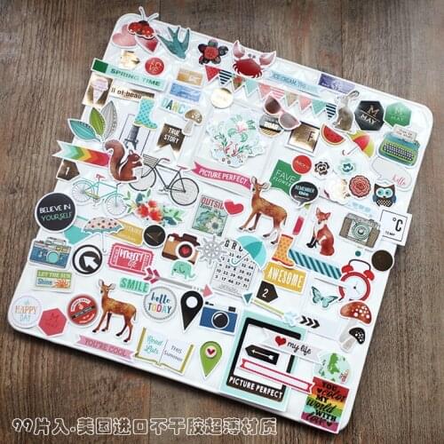 KSCRAFT 99pcs Forest Series Die Cut Stickers for Scrapbooking Happy Planner/Card Making/Journaling Project