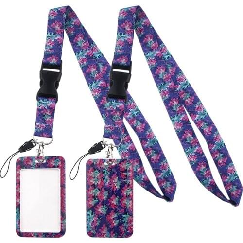 LT437 Fashion leaves Neck Strap Lanyards Keychain Badge Holder ID Card Pass Hang Rope Lariat Lanyard Key Ring Gifts Accessories