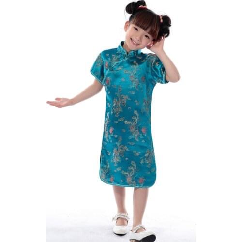 Lovely Lakeblye Baby Qipao Girl summer Dresses Kid Chinese chi-pao cheongsam New Year gift Childrens Clothes Dragon Phoenix