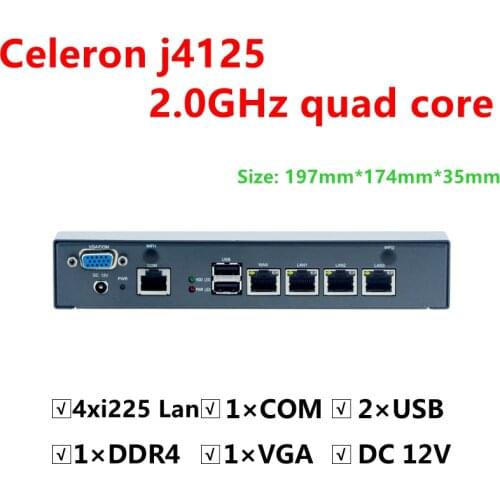 Mini PC Celeron J1900 Quad Core Intel Atom D525 Processor Network Security Control Desktop Firewall Router Mini Computer 4 LAN