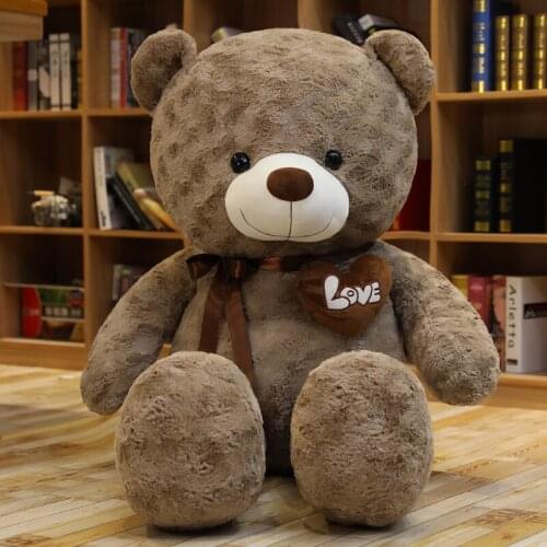 Soft Teddy Bear Plush Toys Dark Brown Bear with Love Big Hugging Pillow Stuffed Animal Cushion Girlfriend Lover Christmas Gift