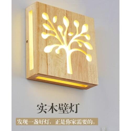 Solid Wood Wall Lamp Originality Modern A Living Room Bedroom Bedside Restaurant Aisle Stairs Personality Japanese Wall Lamp