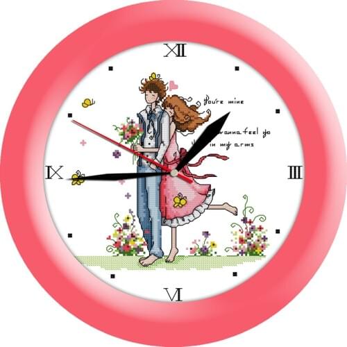 Everlasting Love Together Forever Wall Clock Ecological Cotton Cross Stitch 11CT And 14CT Printed Christmas New Year
