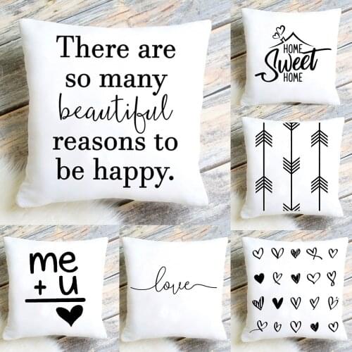 Nordic Simply Style Words Letters Print Pillowcases Home Love Cushion Cover Case Polyester Pillow Covers Bedroom Sofa Decoration