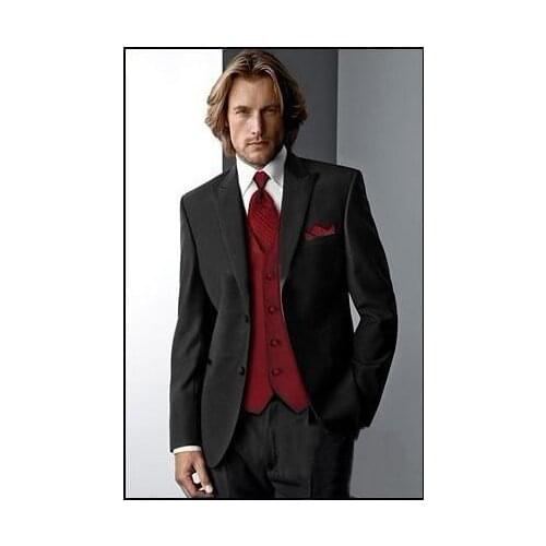 2015 New Fashion 4 Pics Men Suits Fashion Men Business Suits Black 2 Bottons Formal Wedding Suits Groom Suits