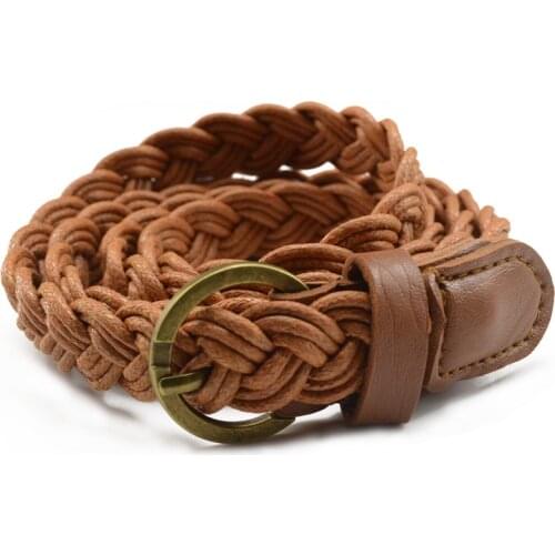 2020 New Women Woven Fabric Elastic Band Wax Braided Rope Casual Fashion with Copper Buckle 105 Cm Charm Fashion