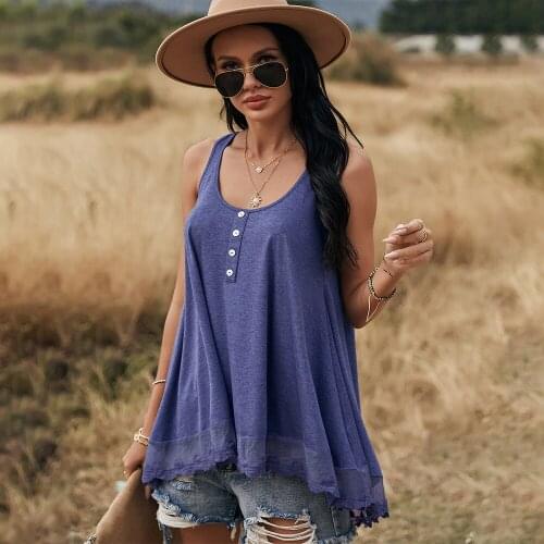 2021 Spring and Summer New Womens Loose Casual Sexy Vest Sleeveless T-shirt