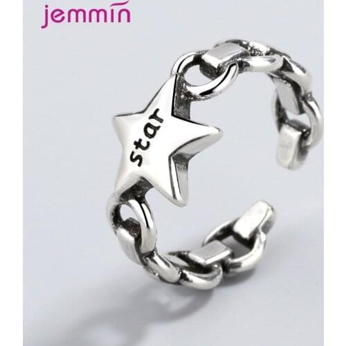 New 2021 Arrivals New Korean Style Star Thai Silver Rings Geometry 925 Sterling Silver Jewelry Retro Women Opening Rings