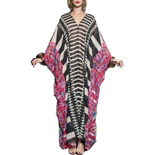 Islamic National Style Dress Ladies Big Size Loose Muslim Dress Middle East Dress Printed Casual Dubai Abaya 2021 Summer New