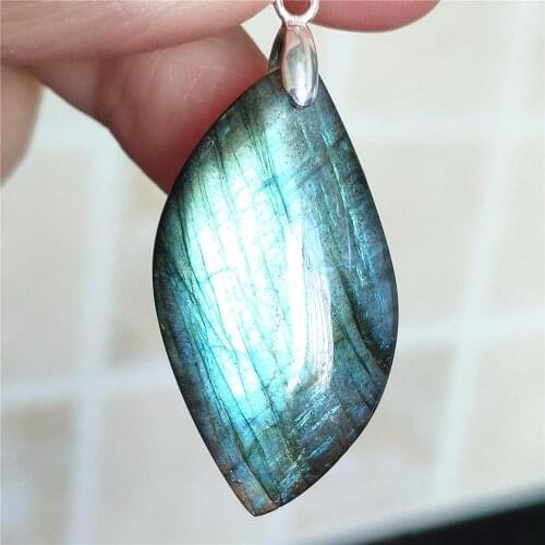 Genuine Natural Blue Light Labradorite Women Men Pendant 35x17x9mm Labradorite Gemstone Necklace Jewelry Fashion AAAAA