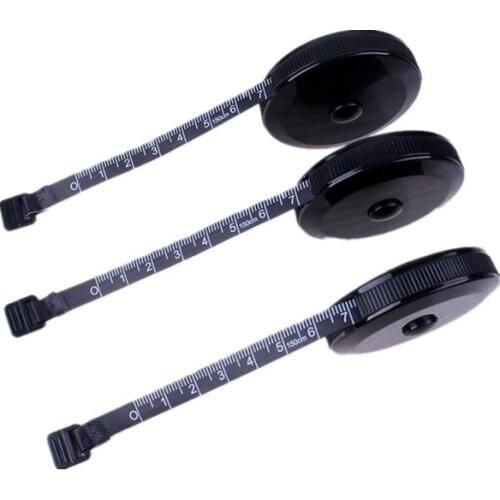 Portable 1.5m Retractable Ruler Centimeter/inch Tape Measure Mini Ruler Button Click Black Dual Side Great for Travel Camping