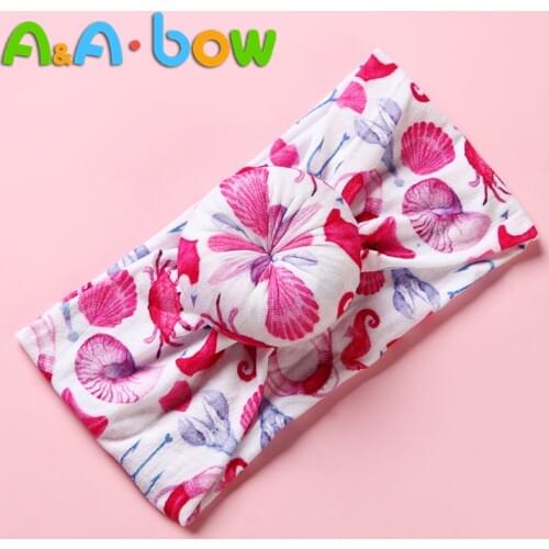 1pcs Cool Summer Baby Nylon Bow Headband Newborn Bowknot Round Ball Headwrap Girl Kids Hair Band