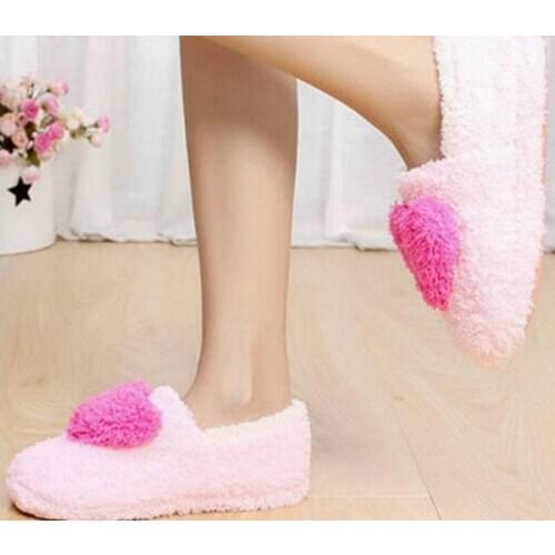 Dropshipping Lovely Ladies Home Floor Soft Women Indoor Slippers Outsole Cotton-Padded Shoes Female Cashmere Warm Casual Shoes