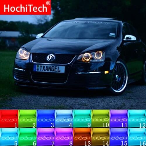 Multi-color RGB LED Angel Eyes Halo Ring Eye DRL RF Remote For VOLKSWAGEN VW Golf 5 Rabbit Jetta R32 V Mk5 2004-2009 Accessories