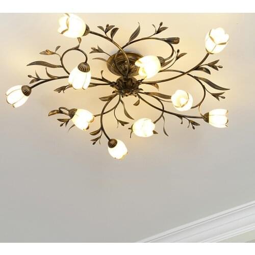 Village Iron Ceiling Lights Decoration Living Room Ceiling Lamp Wrought Iron Light Bedroom Ceiling Lights Classic Lighting Home