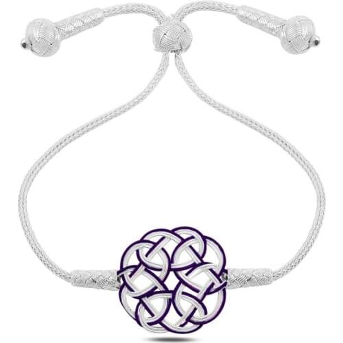 Silverlina Silver Purple Kazaziye Hand Knitting Elevator Bracelet