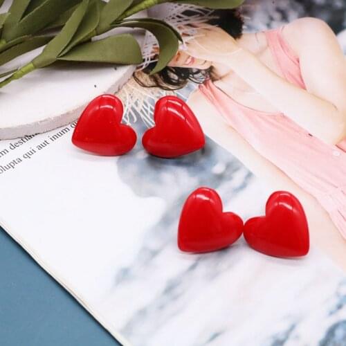 Red Heart Earrings Simple Resin Elegant New Jewelry Modern Female