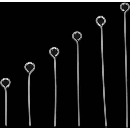 300PCS/LOT 0.6mm 15/20/25/30/35/40mm Length Stainless Steel Eye Pin Jewelry Findings For Fashion Jewelry Making CN-FBZ-E
