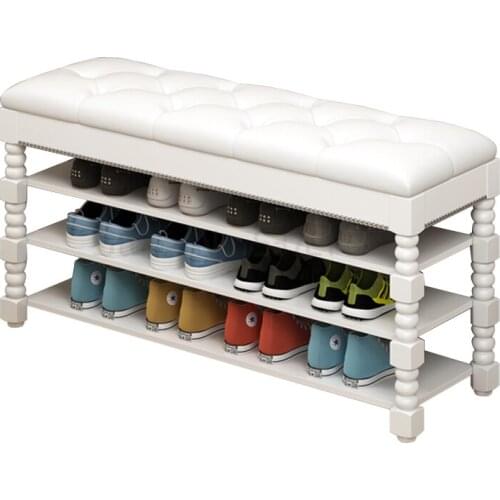 Solid wood shoe rack multi-layer simple household economic door shoe cabinet, sitting shoe rack and shoe changing stool