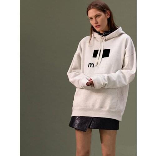 Women Autumn Winter New Letter Flocking Fleece Cotton Hoodies Female High Street Fashion Loose Pullovers Ladies Hooded Top ML092