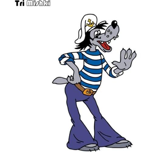 Tri Mishki WCS784 11*17.8cm russian animation gray wolf car sticker colorful Decals Motorcycle Stickers