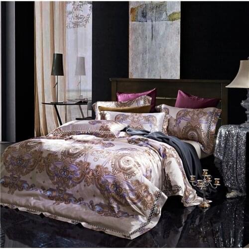 Embroideredy Egyptian cotton Bedding queen King size 4pcs Bedding set Duvet Quilt cover Bedsheet Pillowcase