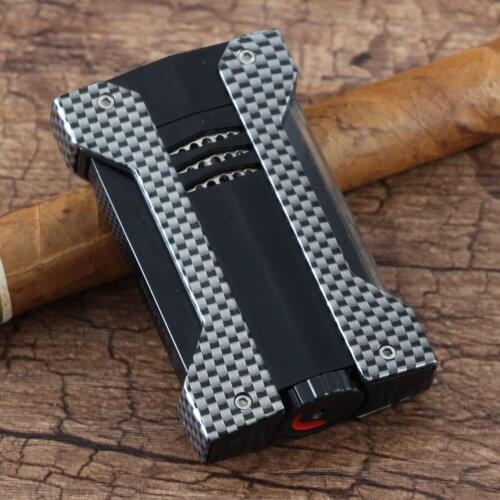 GALINER 1 Jet Cigar Lighter Carbon Fiber Metal Windproof Gas Lighters Torch Butane Blue Flame Smoking Lighter Cigar Tool