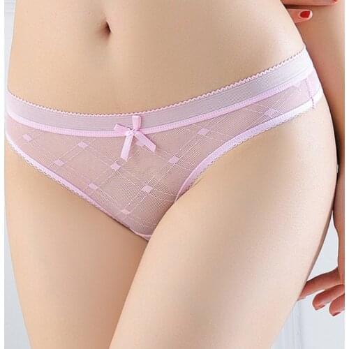 Women Cute Thongs Transparent Panties For Summer Teenage Girls Low Waist Underwear Fashion Bow Intimates Panti XS-XL 1856k