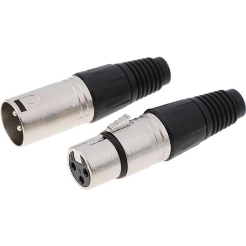 1 Pair Male & Female 3-Pin XLR Microphone Audio Cable Plug Connectors Cannon Cable Terminals