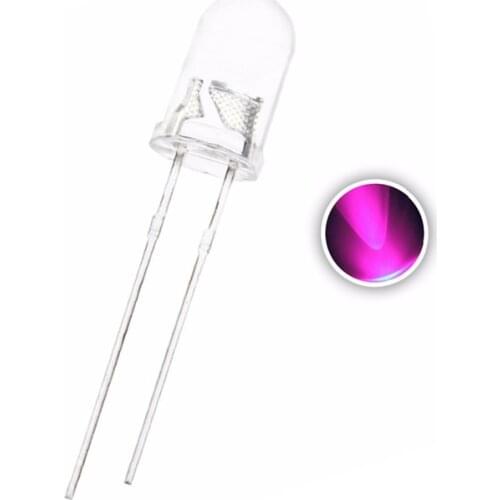 100PCS 5MM PINK Led Transparent DIP-2 20mA Water Clear Ultra Bright Round Head LED Lamp Light Beads