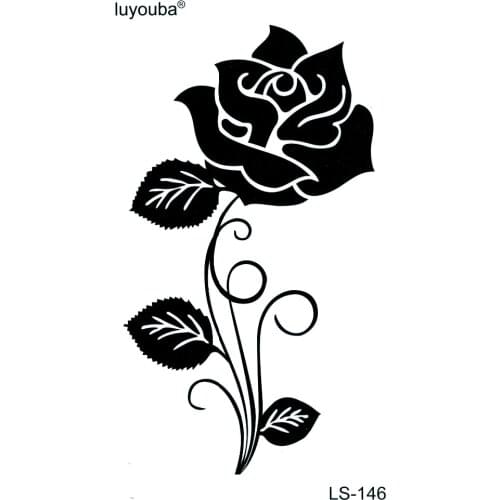 3D Black Rose Kids Temporary Tattoos Flowers Tattoo Sticker Waterproof Temporary Tatoo Men The Flash Tattoo Art Tatuajes