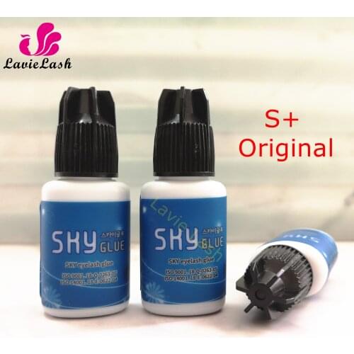 4 pcs Sky Glue S+ for eyelash eyebrow extensions fast drying 1-2s long last time 6-7 weeks Eyelash Adhesive 5ml Black Cap