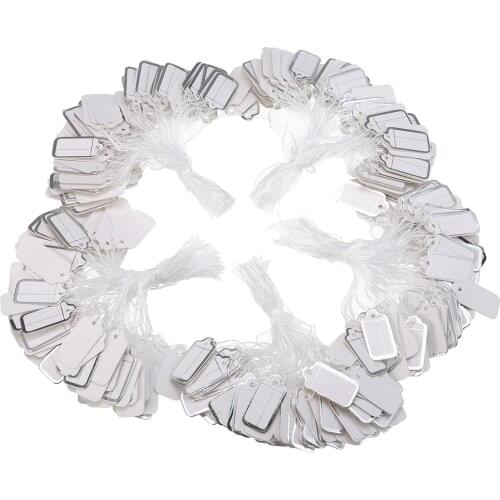 500pcs 25x13mm Price Labels Garment Tags Rectangular Label Tie String Jewelry Clothes Display Merchandise Price Tags