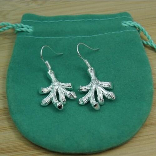 BABYLLNT 925 Sterling Silver Coral Drop Earrings For Woman Wedding Engagement Fashion Party Charm Jewelry Gifts