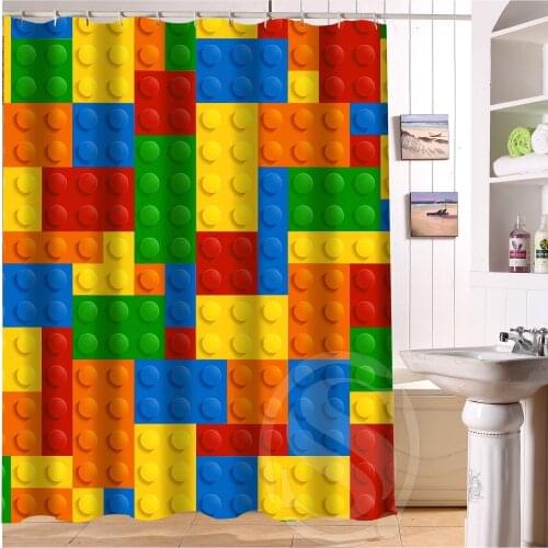 Colored fluorescent color decorative pattern Custom Shower Curtain Bath Curtain Waterproof Eco-Friendly shower curtain ring