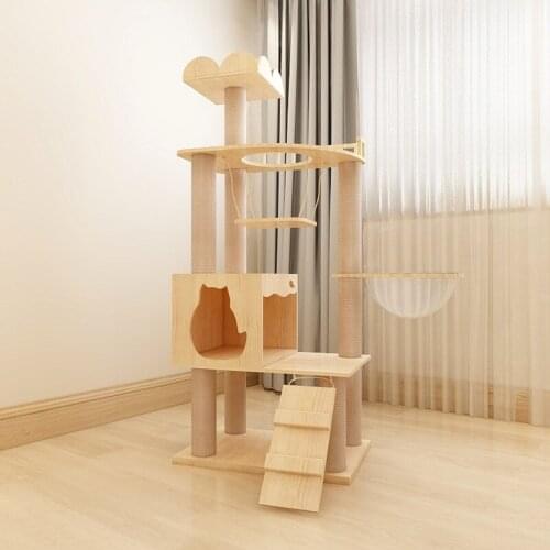Solid Wood Cat Climbing Frame Cat Litter Cat Tree Stable Cat Jumping Platform Cat Scratching Board Cat Toy