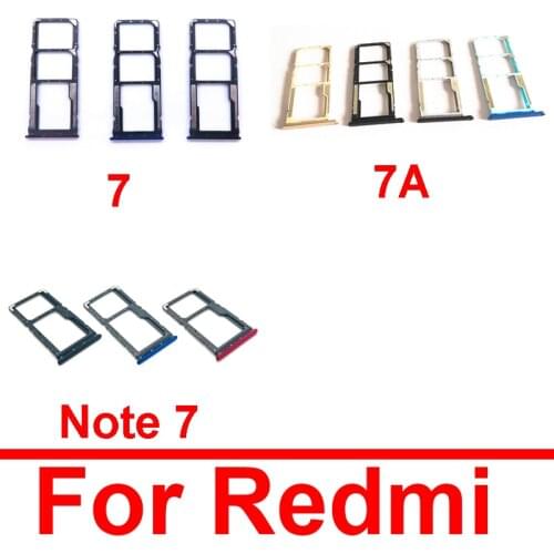 Memory & SIM Card Tray Holder Adapter For Xiaomi Redmi Red Rice 7 7A Sim Card Reader Slot Socket Repair Replacement Parts