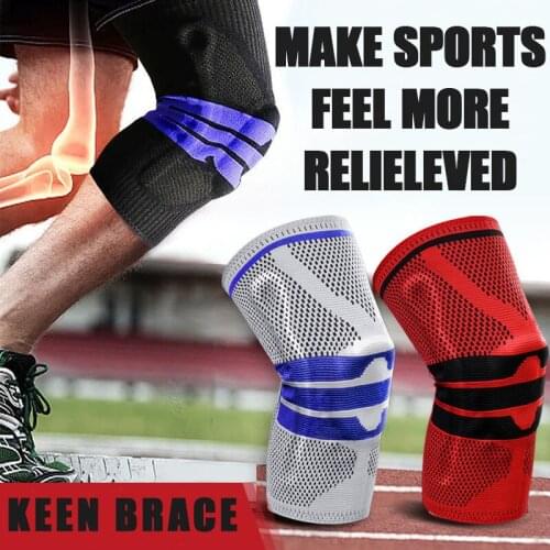 Elastic wrap patella recovery knee brace for arthritis Silicone gel basketball knee pads Volleyball kneepad bike sports safety