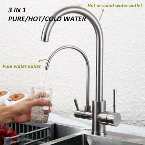 Hot Sale Stainless Steel 304 Clean Water Direct Drinking Water Faucet for Kitchen Sink Purified Water and Hot Cold Water Taps