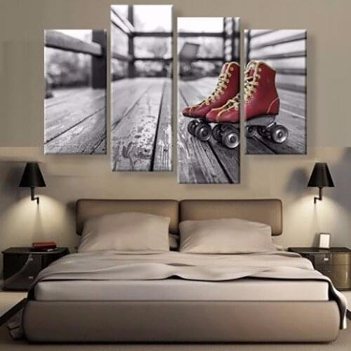 Art Home Decoration Posters Frame Living Room 4 Panel Roller Skates Modular Picture Wall HD Printed Modern Painting On Canvas